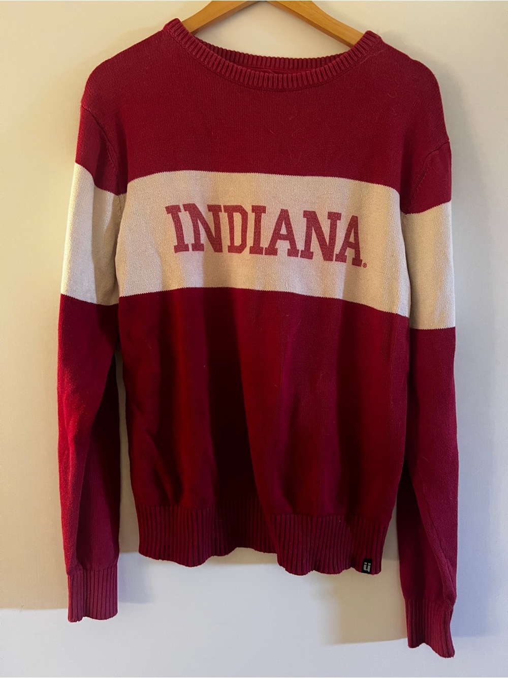 Indiana Colorblock Crewneck Sweater - Red and Cream